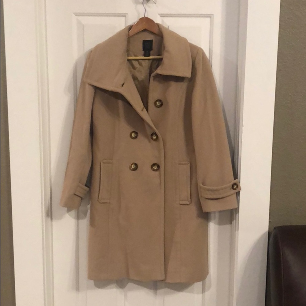 Saks Fifth Avenue 100% wool camel pea coat
